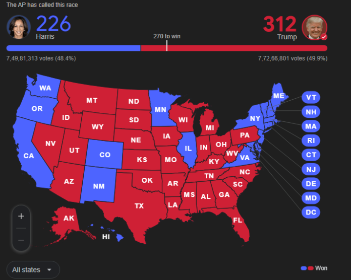 US Election Results 2024 Live Map